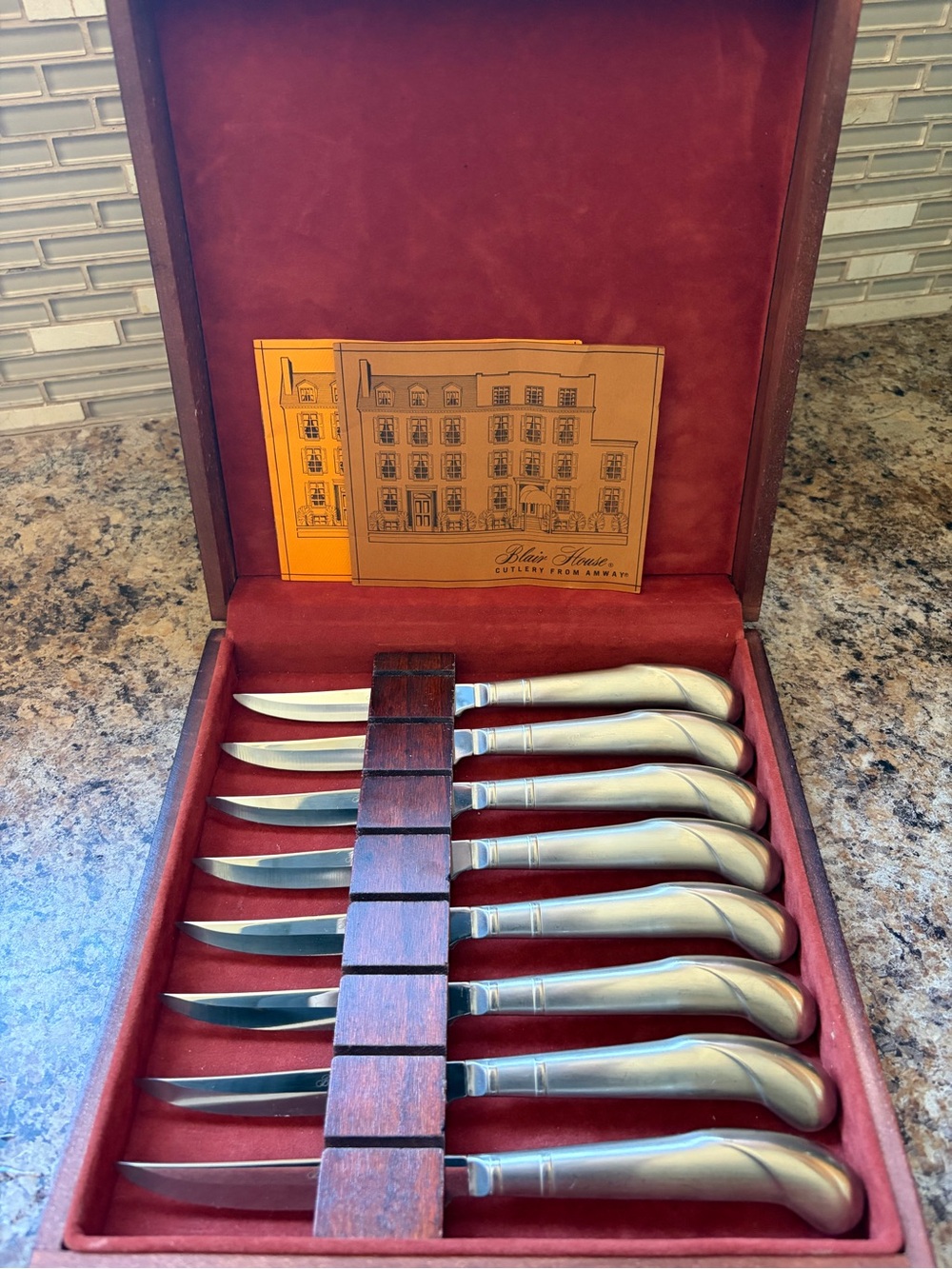 Vintage Blair House by Amway 8-Piece Steak Knife Set with Wooden Case
